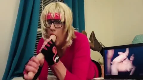 astonishing dildo DEEPTHROAT SISSY filthy SISSY pooper IN WINDOW