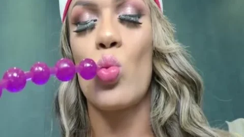 yummy TS Nurse Juliana Leal Has Some wicked fun With ass Beads