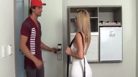 Blond lady-man Nathalia De Castro Flip Flops With A lewd man