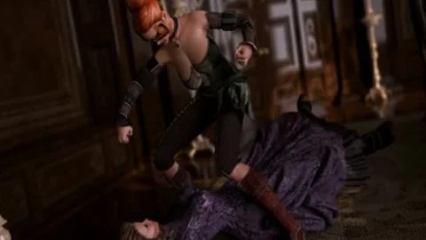 Futanari 3D fantasy: Redhead Dickgirl Filled With spooge Her Girlfriend' face hole