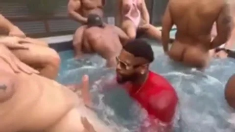 TS & Her Harem Of Musle dudes orgy Beach Party