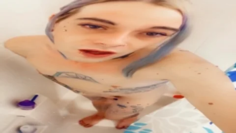 cute girl bare Taking A Shower