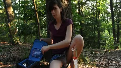 ladyman Smoking And Coughing In The Woods
