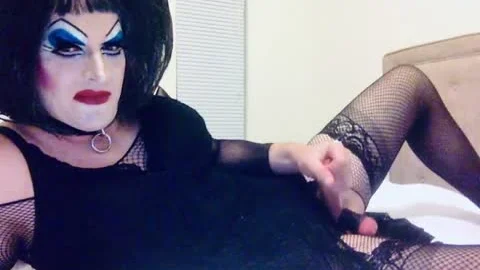 monstrous Makeup Sissy SlutDebra Strokes Herself For Web Fans