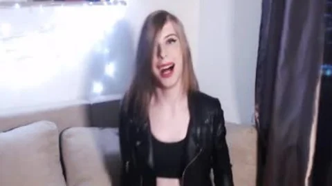 Rock Fan teen sheboy Rides On fake penis And Make Ahegao