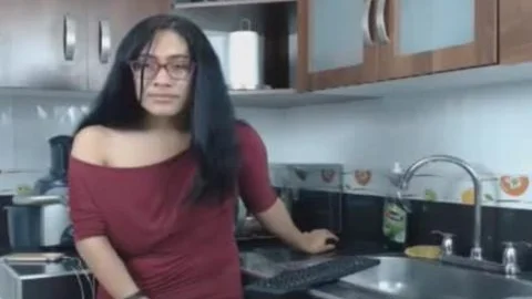 Nerdy tgirl Flashing humongous rod And booty